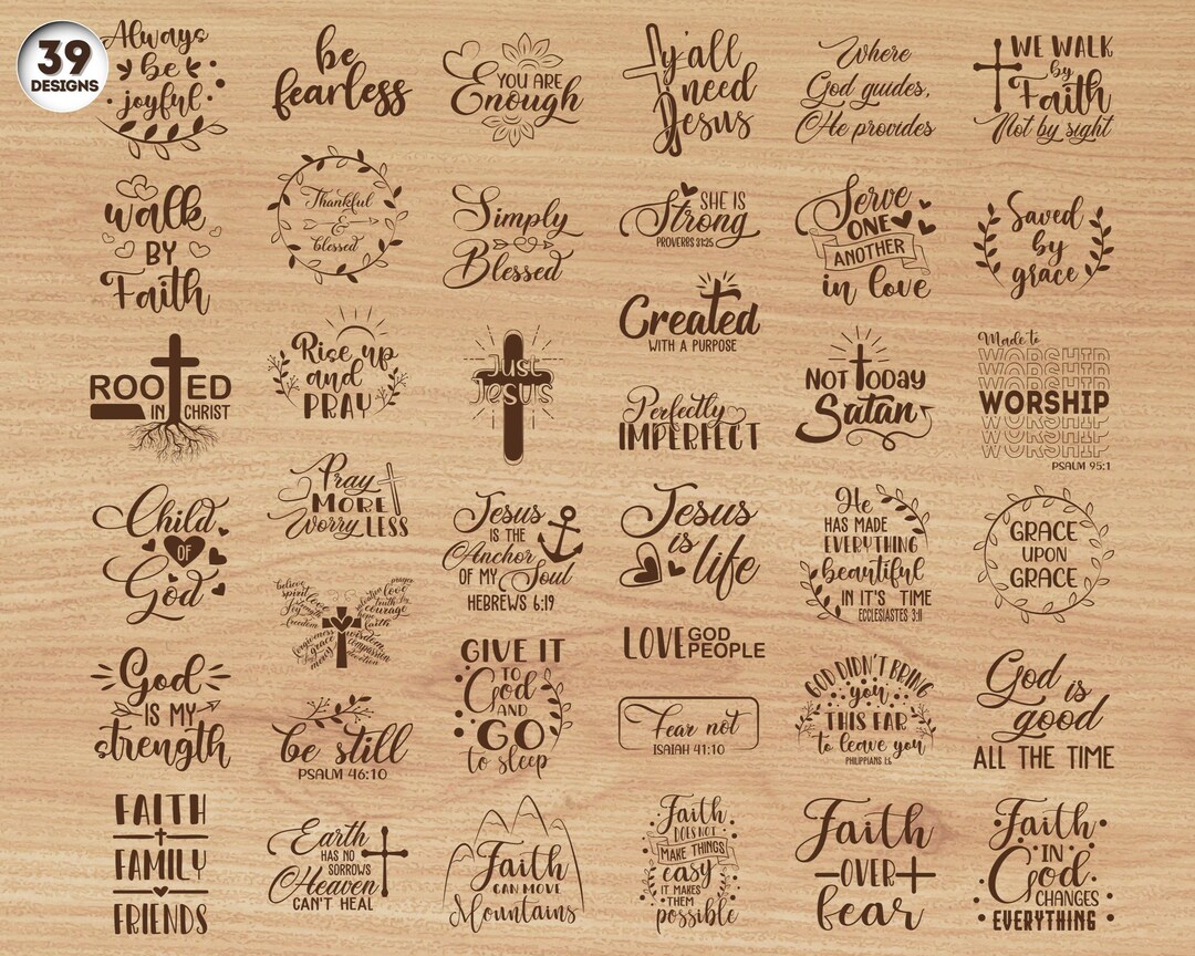 Christian Quotes SVG Bundle for Engraving, Faith Bundle SVG, Bible ...