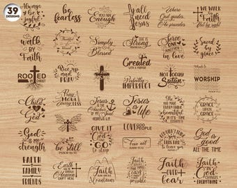 Pacchetto SVG di citazioni cristiane per incisione, pacchetto SVG sulla fede, pacchetto di versetti della Bibbia, SVG religiosi, file incisi al laser, download istantaneo