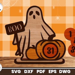 Halloween Ghost Countdown Laser Cut, SVG File for Glowforge, Countdown Calendar, Countdown Chart, Cricut, Vector, Instant Download