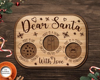 Dear Santa Tray Laser Cut, Cutting Board Treats For Santa, SVG File for Glowforge, Cricut, Vector, Instant Download