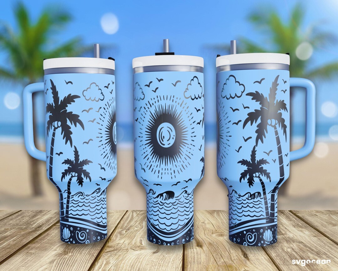 Beach Vibes Engraved 40oz Tumbler Svg, Personalized Beach Tumbler