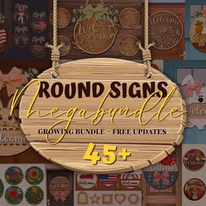 Welcome Sign Laser Cut Megabundle, Round Door Hanger Svg, Door Sign Laser Cut, Rustic Door Sign, Welcome Sign SVG, Xtool, Glowforge