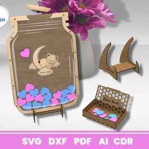 Baby Shower Gästebuch Laser geschnitten, Geburtstagskind, Geburtstagskind Glas Laserschneiden SVG für Glowforge, CNC, Cricut, Vektor, Sofort Download