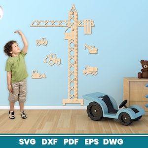 Grafico di crescita della gru Taglio laser, File SVG per Glowforge, Camera dei bambini, Indicatore di altezza, Cricut, Vettore, Download istantaneo