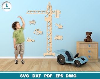 Crane Growth Chart Laser Cut, SVG File for Glowforge, Children&#39;s Room, Height Marker, Cricut, Vector, Instant Download