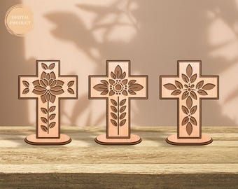 Easter Standing Cross SVG Bundle, Easter Laser Cut, Easter Files Svg, Religious Svg, Religious Sign Svg, Xtool, Glowforge