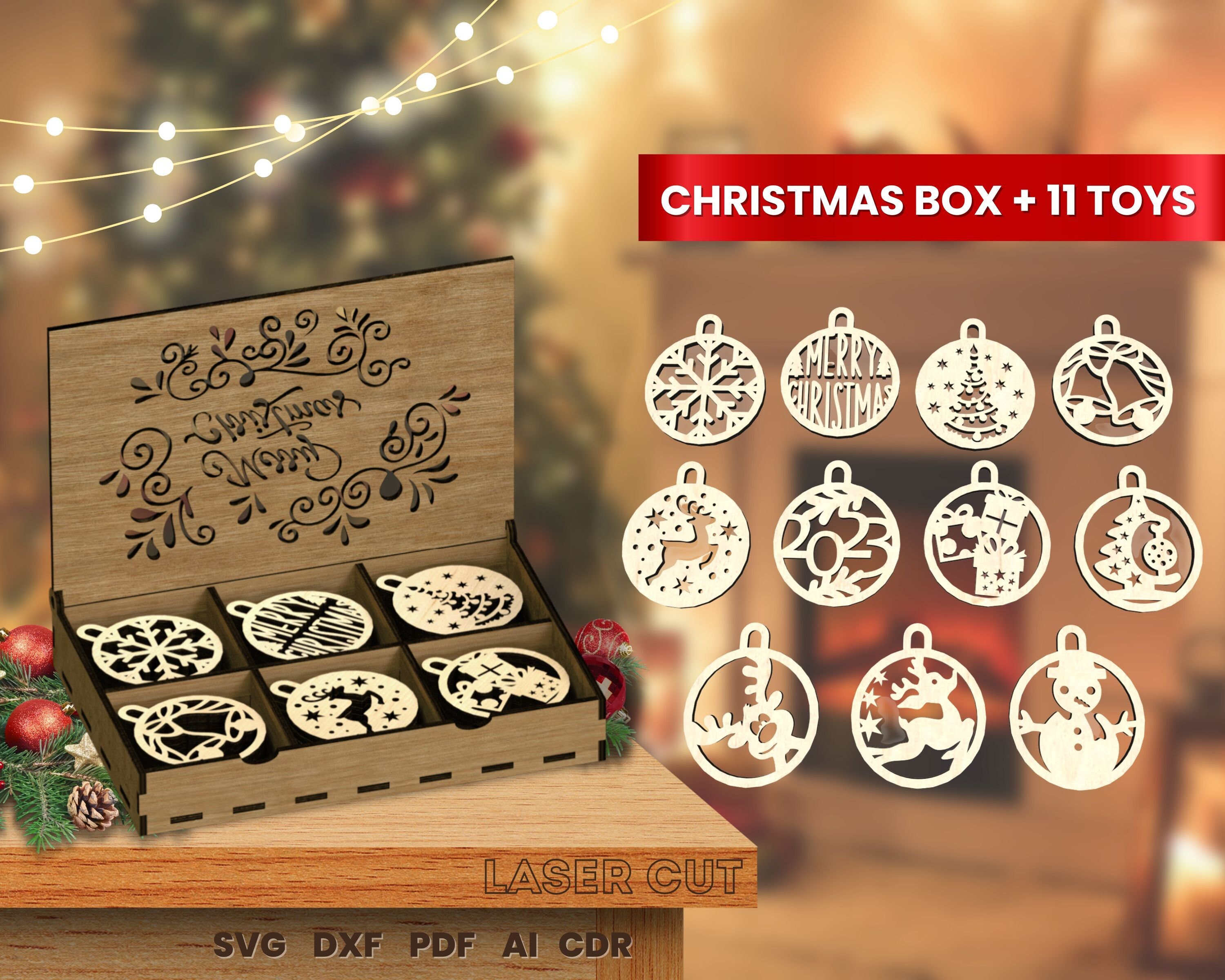 Christmas Ornament Boxes Laser Cut SVG Bundle for Etsy