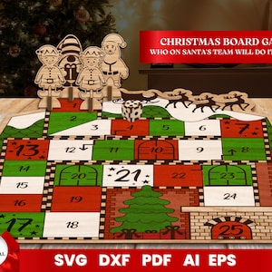 Weihnachten Brettspiel Laser Cut, Weihnachten Laser Cut, Glowforge, Weihnachtsspiel SVG, Holz, Cricut, Vektor, Instant Download