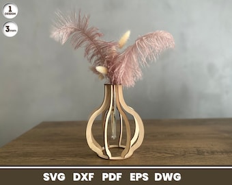 Round Tube Vase Laser Cut, Home Decoration, SVG Files for Glowforge, Vector, Instant Download - 3 mm