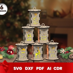 Christmas Lantern Laser Cut, SVG Bundle for Glowforge, Christmas, Cricut, Vector, Instant Download
