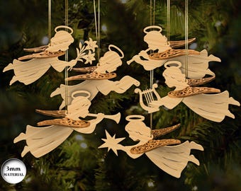 3D Christmas Angels Ornament Bundle, Angel Laser Cut, Nativity Ornament SVG, Christmas Tree Ornament, Laser Cut File, Xtool, Glowforge