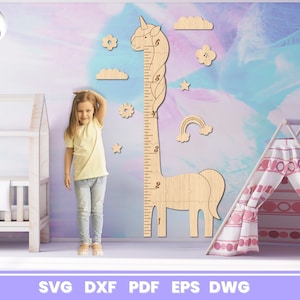 Unicorn Growth Chart Laser Cut, SVG File for Glowforge, Children's Room, Height Marker, Cricut, Vector, Instant Download