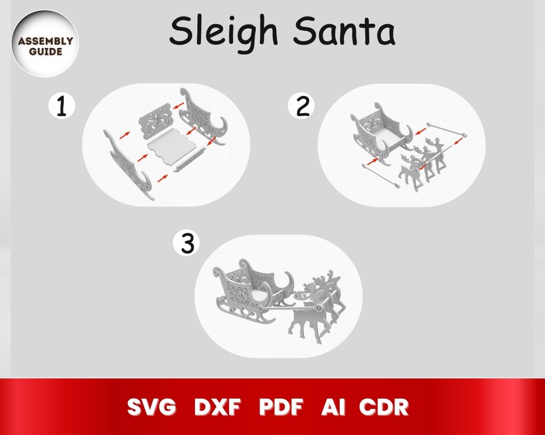 Santa Sleigh Laser Cut SVG, Christmas SVG Bundle for Glowforge, Cricut ...
