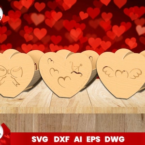 Hartmanden Valentijnsdag, bestanden voor Glowforge, Valentijnsdag geschenkdoos, geschenkmand, lasergesneden, Cricut, vector, Instant Download