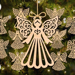 Christmas Angels Ornament Bundle, Nativity Angels Laser Cut, Christmas Ornament SVG, Christian Decor, Laser Cut File, Xtool, Glowforge