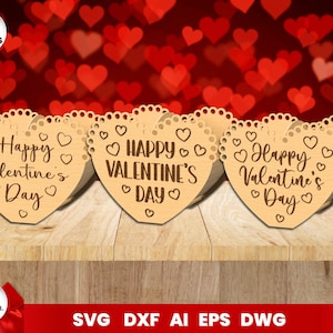 Valentijnsdagmanden lasergesneden, bestanden voor Glowforge, Valentijnsdag geschenkdoos, geschenkmand, Cricut, Vector, Instant Download