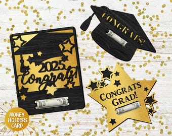 Porta soldi per laurea tagliati al laser, regalo di laurea in denaro, classe del 2025, porta soldi SVG, idea regalo in contanti, Xtool, Glowforge