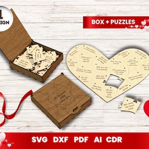 Valentines Puzzle SVG, Reasons Why I Love You, Laser Cut for Glowforge, Valentines Day, Cricut, Vector, Instant Download