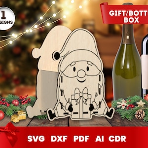 Boîte cadeau père Noël découpée au laser, lot de Noël SVG pour Glowforge, CNC, vecteur, téléchargement immédiat