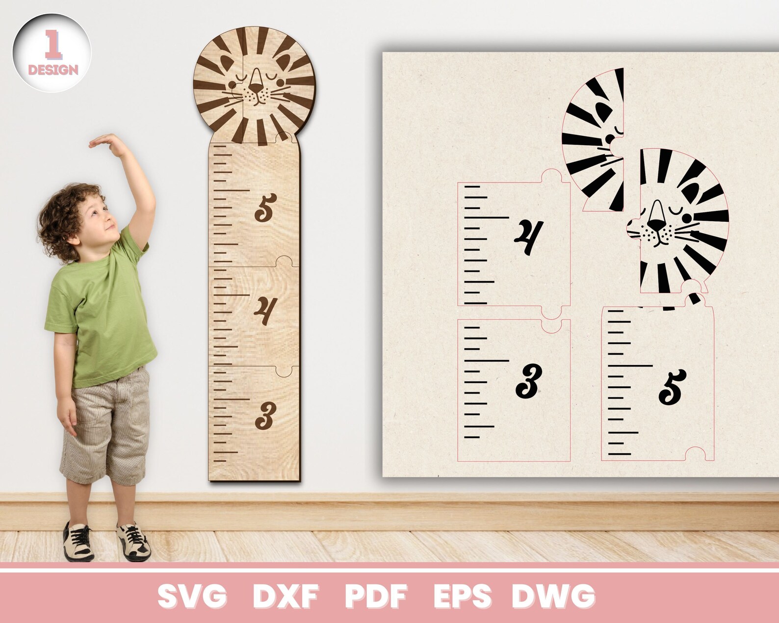 Animals Growth Chart Rulers, SVG Bundle for Glowforge, Children's Room ...