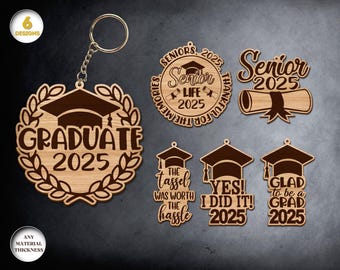 Abschluss Schlüsselanhänger Laser Cut Bundle, Abschluss Geschenk, Senior Keyrings SVG, Grad of 2025, Grad Abschluss Schlüsselanhänger SVG, Xtool, Glowforge