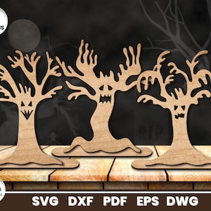 Haunted Halloween Trees Laser Cut, SVG File for Glowforge, Halloween Decor, Cricut, Vector, Instant Download