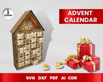 Christmas Advent Calendar Laser Cut, SVG Bundle for Glowforge, Christmas, Cricut, Vector, Instant Download, svg, png, eps, dxf, dwg