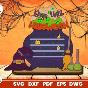 Witch Cauldron Countdown Laser Cut, SVG File for Glowforge, Countdown Calendar, Countdown Chart, Cricut, Vector, Instant Download