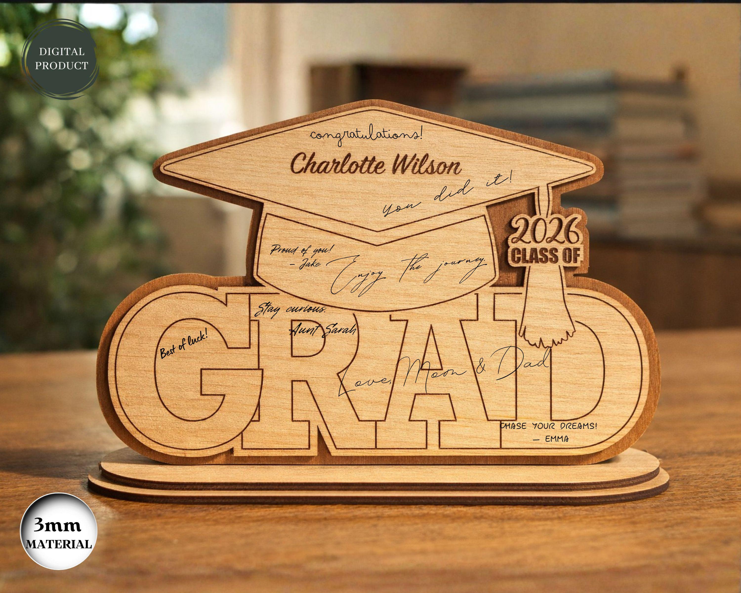 Graduation Signature Item Examples Grad 2026 Signature Sign Laser Cut, Graduation Gift, Grad Signature ...
