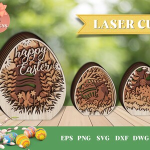 Oeufs de Pâques découpés au laser SVG, Glowforge, Pâques, en bois, Cricut, vecteur, téléchargement immédiat