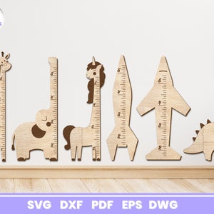 Animals Height Chart Rulers, SVG Bundle for Glowforge, Children's Room, Cricut, Vector, Instant Download