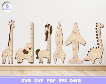 Animals Height Chart Rulers, SVG Bundle for Glowforge, Children's Room, Cricut, Vector, Instant Download