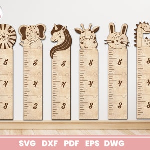 Dieren groeimeter linialen, SVG-bundel voor Glowforge, kinderkamer, Cricut, Vector, Instant Download