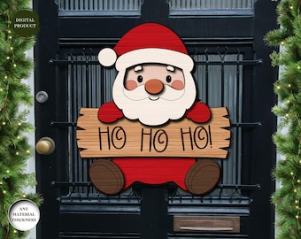 Weihnachtsmann Türschild Laser Cut, Winter Türschild, Weihnachten Willkommensschild, Weihnachtsdekoration, Laser Cut Schild, Xtool, Glowforge