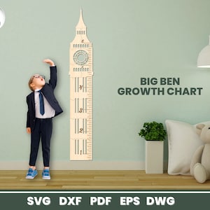 Big Ben Growth Chart Laser Cut, SVG File for Glowforge, Children's Room, Height Marker, Cricut, Vector, Instant Download