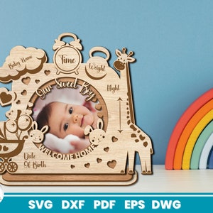 Baby Boy Photo Frame Corte láser, Métrica infantil, Anuncio de bebé, Cricut, Vector, Descarga instantánea