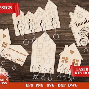 Megabundle de titulares de llaves de inicio, decoración del hogar, archivos SVG para Glowforge, llavero familiar Svg, vector, descarga instantánea