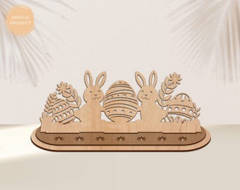 Easter Bunnies Scene Stand Laser Cut, Easter Laser Cut, Easter Files Svg, Religious Svg, Religious Sign Svg, Xtool, Glowforge