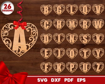 Hearts Alphabet Gift Tags, SVG Bundle for Glowforge, Valentine's Day, Cricut, Vector, Instant Download