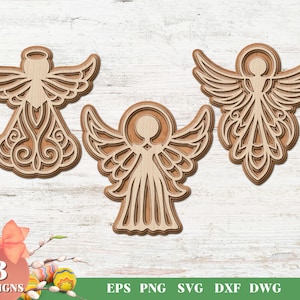 Christmas Angels Laser Cut Files, SVG Bundle for Glowforge, Christmas, Layered, Cricut, Vector, Instant Download