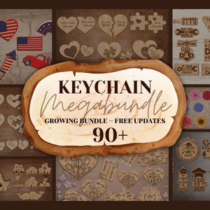 Keychains Laser Cut Mega Bundle, Keyrings Laser File, Wood Engraved Keychain, Keychain Pattern Svg, Laser Cut Files, Xtool, Glowforge