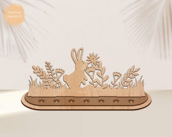 Easter Bunnies Scene Stand Laser Cut, Easter Laser Cut, Easter Files Svg, Religious Svg, Religious Sign Svg, Xtool, Glowforge
