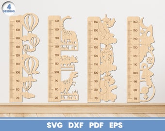 Kids Growth Chart Ruler Bundle, SVG Bundle for Glowforge, Children&#39;s Room, Cricut, Vector, Instant Download
