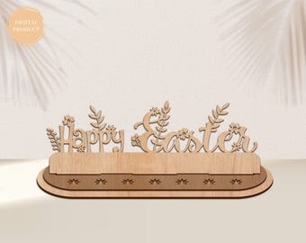 Happy Easter Scene Stand Laser Cut, Easter Laser Cut, Easter Files Svg, Religious Svg, Religious Sign Svg, Xtool, Glowforge