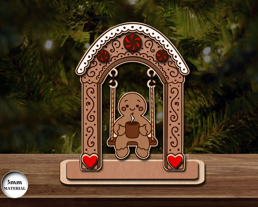 Gingerbread Man on Swing Laser Cut, Christmas Swing, Christmas Table ...