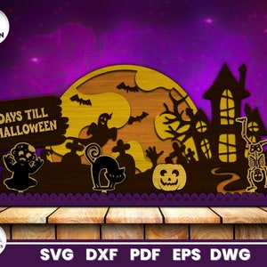 Countdown to Spooky Halloween Laser Cut, SVG File for Glowforge, Countdown Calendar, Countdown Chart, Cricut, Vector, Instant Download