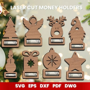 Christmas Money Holder SVG Bundle, Laser Cut, Glowforge, Cricut, Vector, Instant Download