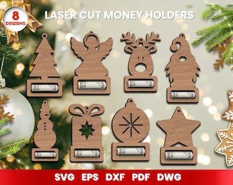 Christmas Money Holder SVG Bundle, Laser Cut, Glowforge, Cricut, Vector, Instant Download