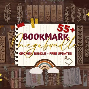Bookmark Laser Cut Mega Bundle, Bookmark CNC Files, Bookmark Laser Cut, Book Lover SVG, Wooden Bookmark SVG, Xtool, Glowforge