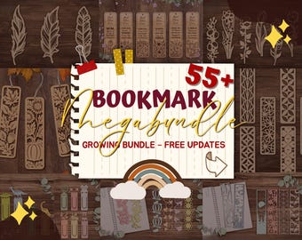 Bookmark Laser Cut Mega Bundle, Bookmark CNC Files, Bookmark Laser Cut, Book Lover SVG, Wooden Bookmark SVG, Xtool, Glowforge